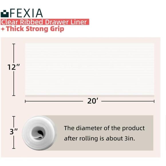 Shelf Liners for Kitchen Cabinets Non-Slip Drawer Liner 12 Inches x 20 FT - Picture 2 of 8